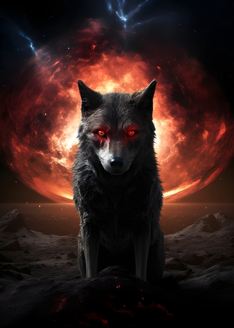 Hell hound on alien planet SF art